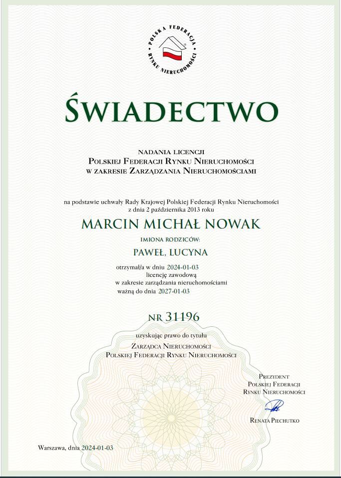 Licencja Zarządcy Nieruchomości